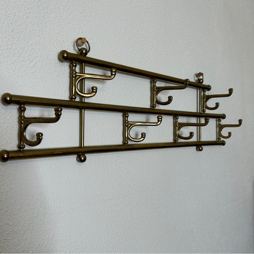 Vintage Brass Wall Hook Rack